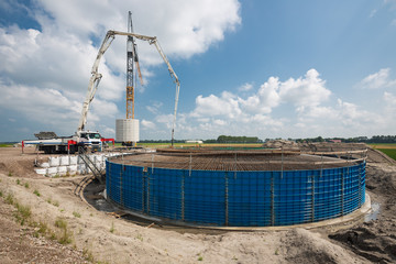 Construction site of foundation Dutch wind turbine
