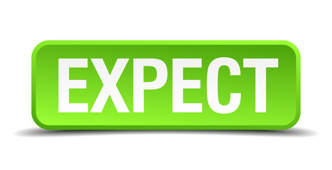 Expect green 3d realistic square isolated button