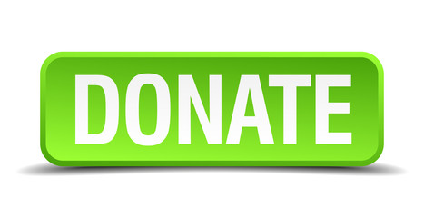 Fototapeta premium Donate green 3d realistic square isolated button
