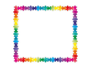 Obraz premium Colorful rainbow puzzle pieces forming a square