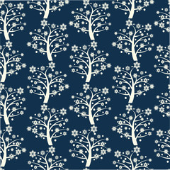 seamless pattern with winter trees - Illustration