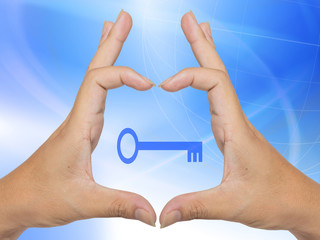 Key in businessman's hand
