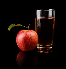 Close-up shot whole red apple with juice