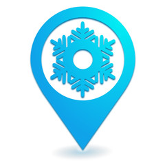 flocon froid sur symbole localisation bleu