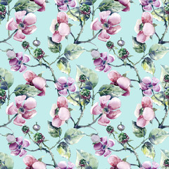 Blackberry Flower Seamless Pattern