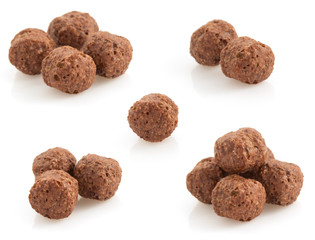 cereal chocolate balls on white