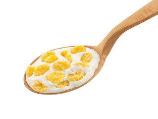 corn flakes in spoon
