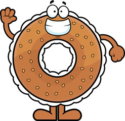 Cartoon Bagel Waving