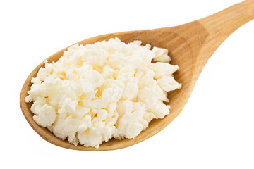cottage cheese in spoon