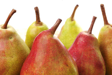 Pears on white background