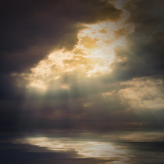 Fototapeta na wymiar Dramatic sky over sea.