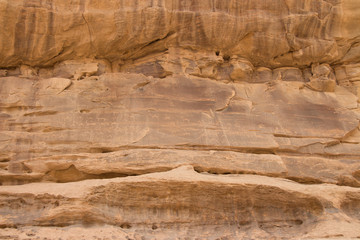 Carvnings on rock in Wadi Rum, Jordan
