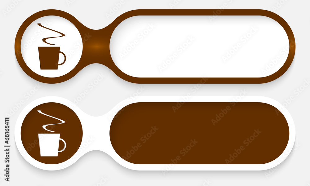 Aufkleber two buttons for entering text with cup of coffee
