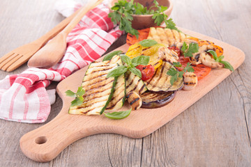 board with grilled vegetables
