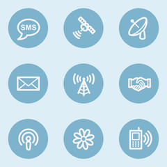 Communication web icons,  blue buttons