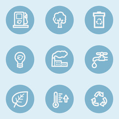 Ecology web icon set 1,  blue buttons