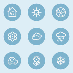 Ecology web icon set 2,  blue buttons