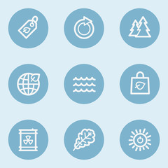 Ecology web icon set 3,  blue buttons
