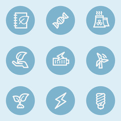 Ecology web icon set 5,  blue buttons