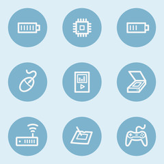 Electronics web icon set 2,  blue buttons