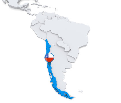 Chile on a map of South America