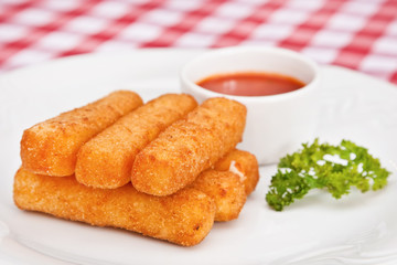 Deep-fried mozzarella cheese sticks