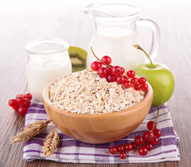 cereals with fruit and milk