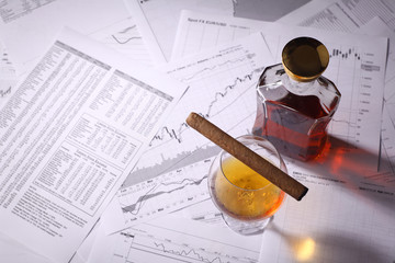 Brandy and cigar on charts