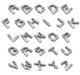 Alphabet 3d cubic metal