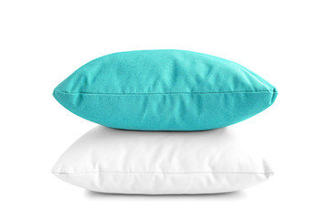 Stack of two pillows or cushions - isolated on white