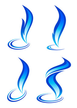 Collection of blue fire icons