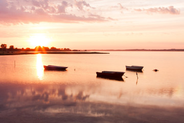 Boote im Abendrot