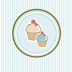 two sweet cakes with strawberries on a colored background