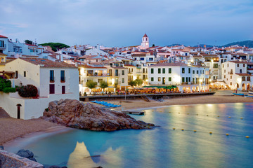 Fototapeta premium Calella de Palafrugell at night, Costa brava, Catalonia, Spain