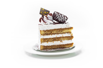 Tiramisu Cake In White Background