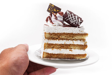 Tiramisu Cake In White Background