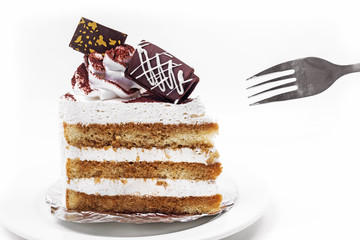 Tiramisu Cake In White Background