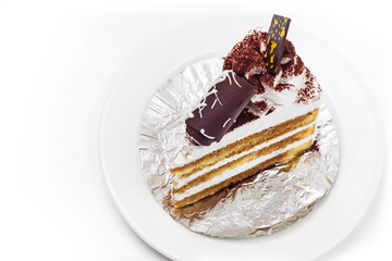 Tiramisu Cake In White Background