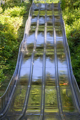 big metal children slides