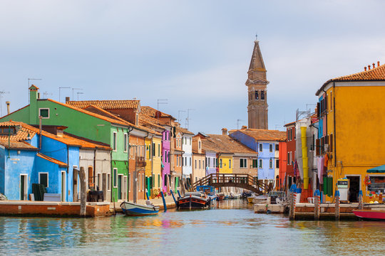 Color houses on Burano island near Venice
