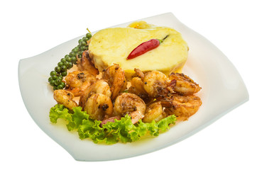 Garlic shrimps with potato