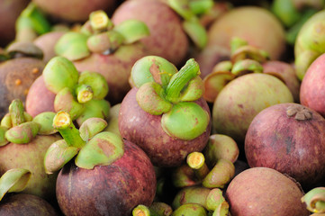 Fresh mangosteens in market.