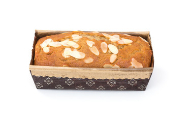 Banana cake on white background