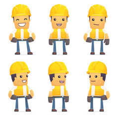 set of contractor character in different poses
