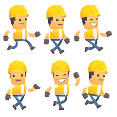 set of contractor character in different poses