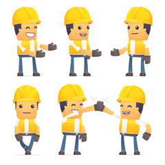 set of contractor character in different poses