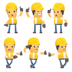 set of contractor character in different poses