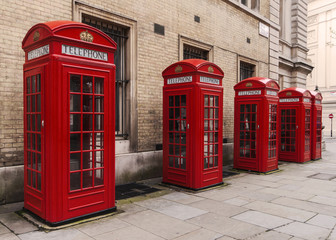 Fototapeta na wymiar Red Telephone Boxes