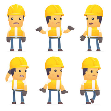 set of contractor character in different poses
