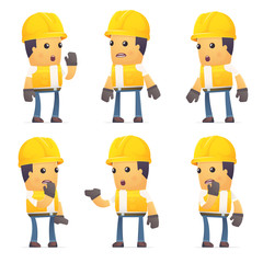 set of contractor character in different poses